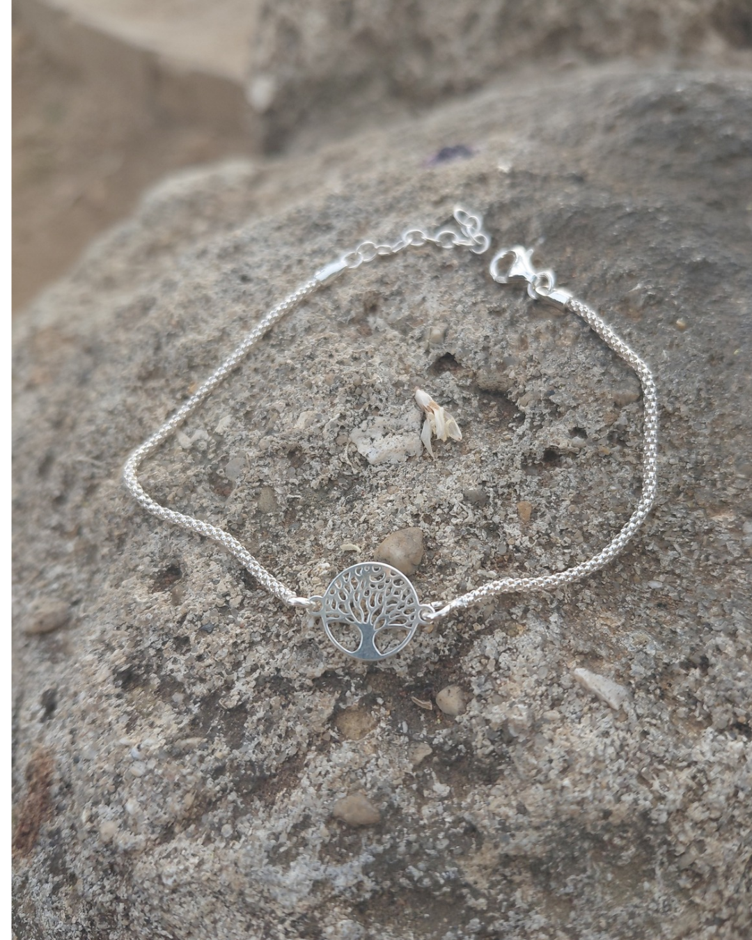Pulsera de Plata Cadena Coreana Árbol de la Vida