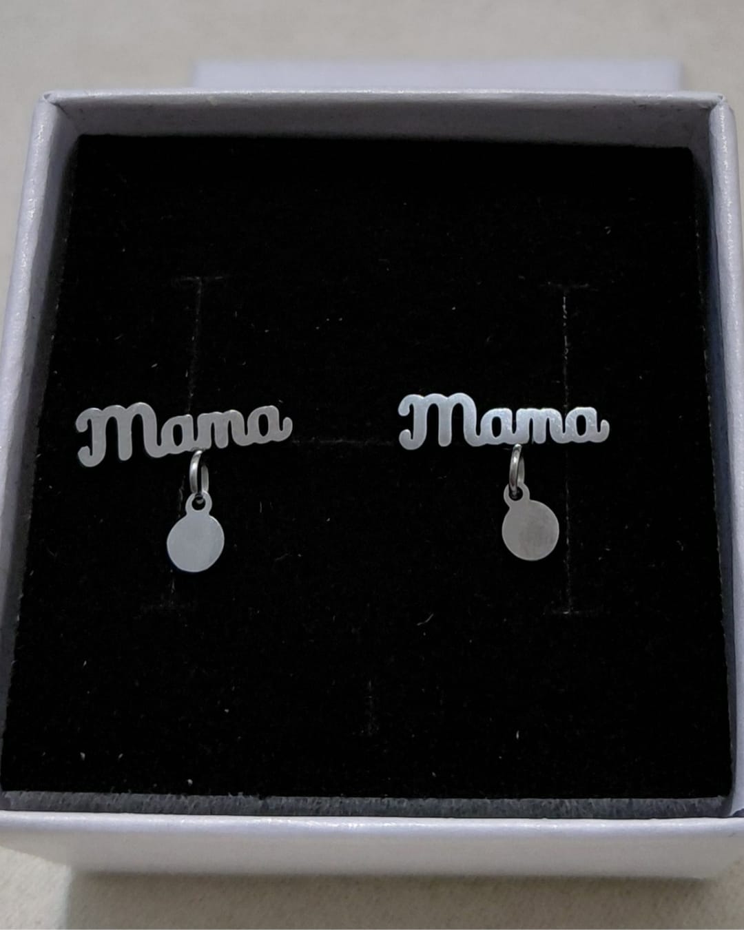 Pendientes Mamá Colgantito Redondo Acero