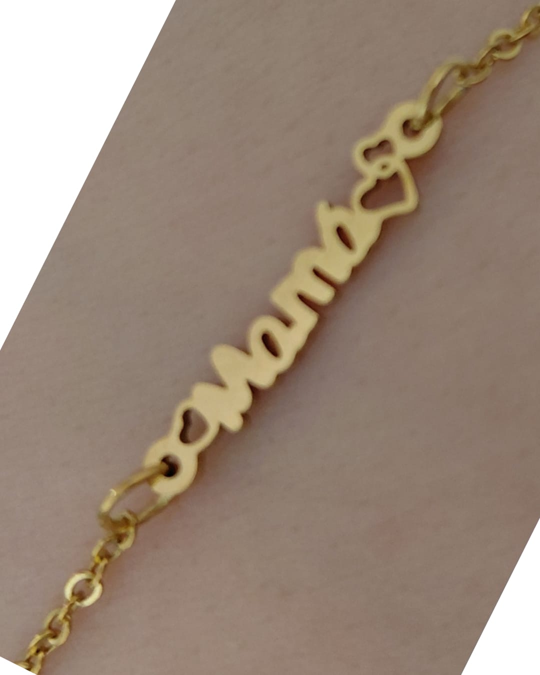 Pulsera Dorada Mamá Corazones