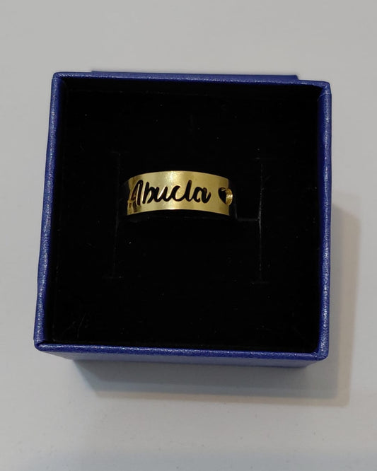 Anillo Calado Mamá o Abuela con Corazón
