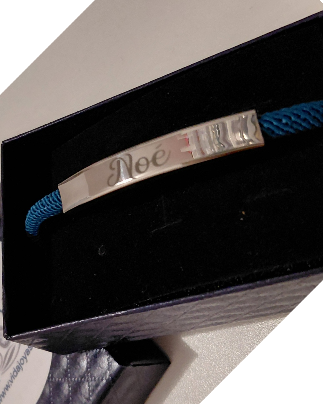 Pulsera Cordón Náutico con Placa Grabada · Acero
