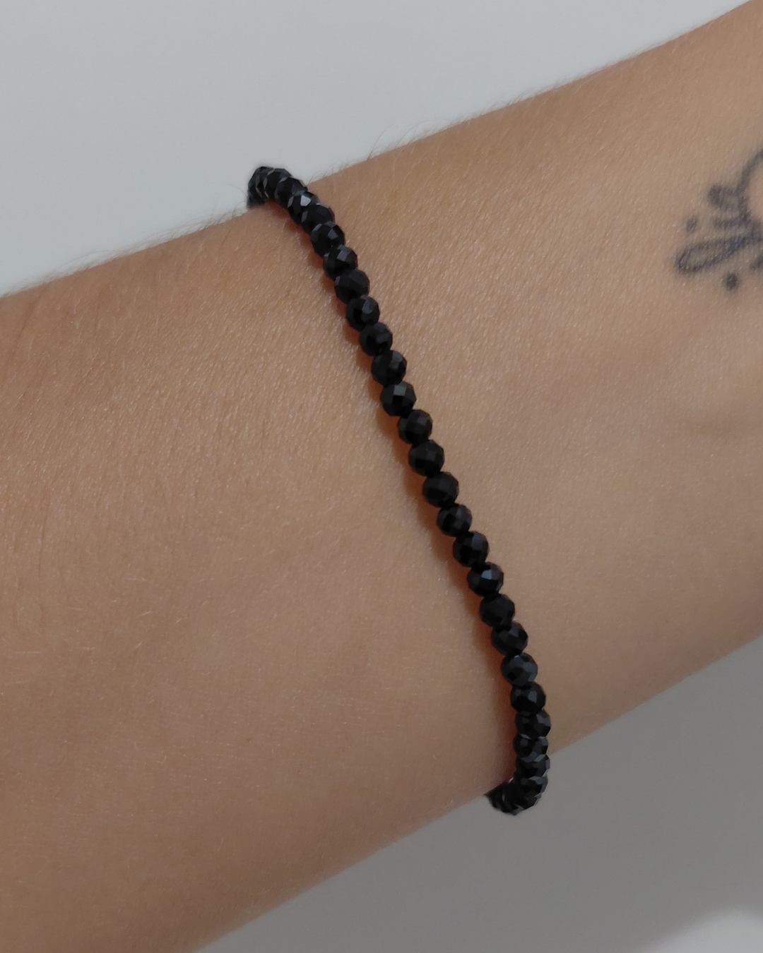 Pulsera Turmalina Negra Facetada Plata