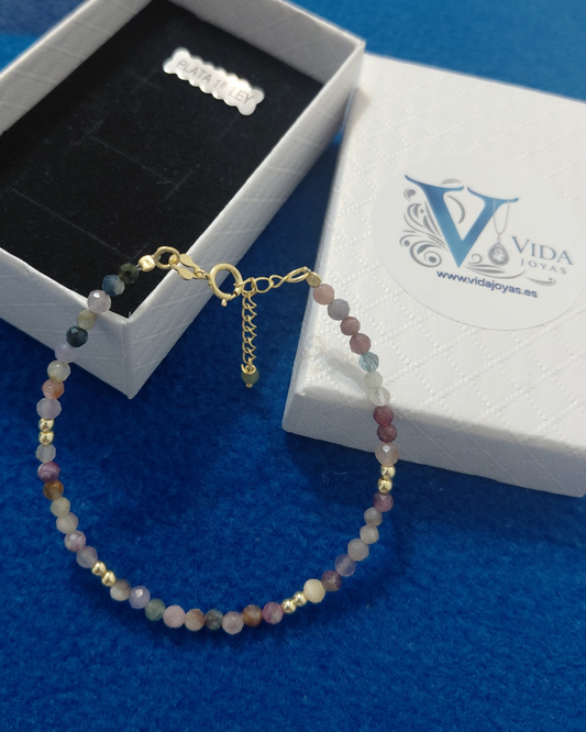 Pulsera Bruma Dorada de Piedras Naturales