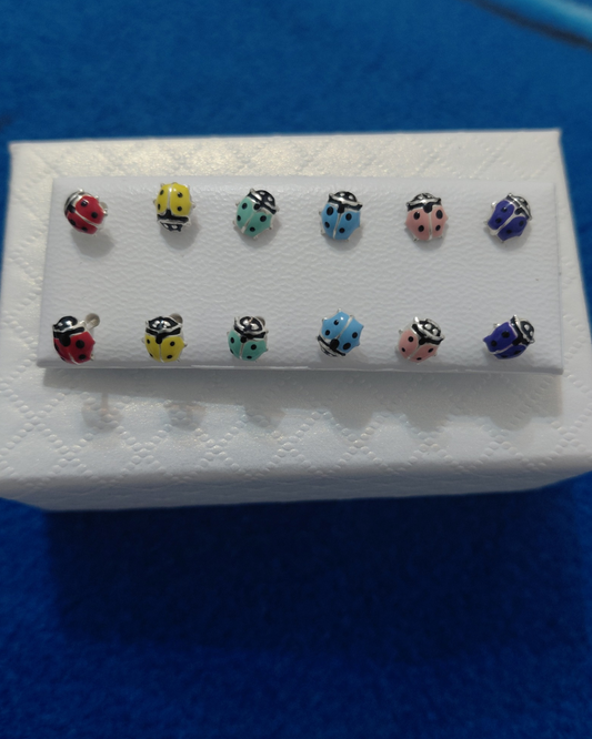 Pendientes de Plata Mariquita Esmaltada