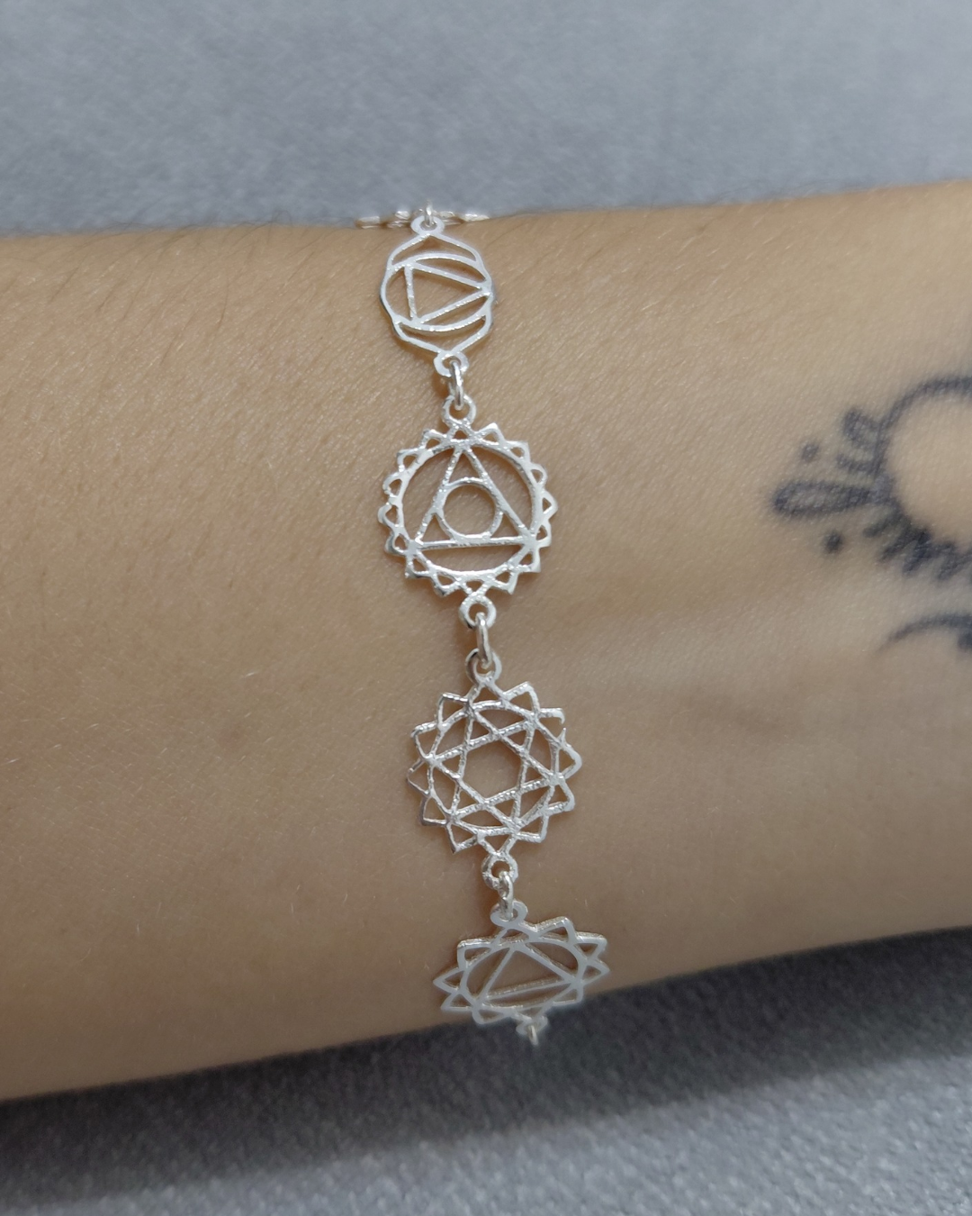 Pulsera 7 chakras de plata de ley