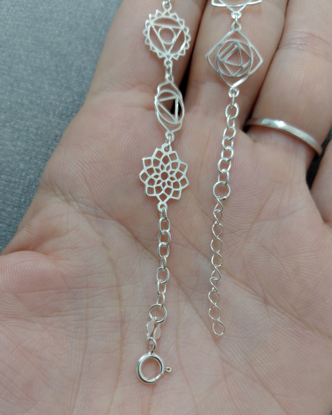 Pulsera 7 chakras de plata de ley