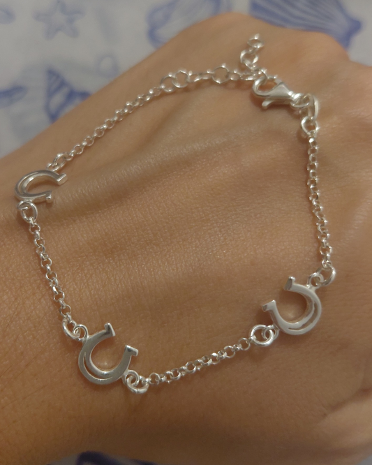 Pulsera de la Suerte con Herraduras en Plata de Ley