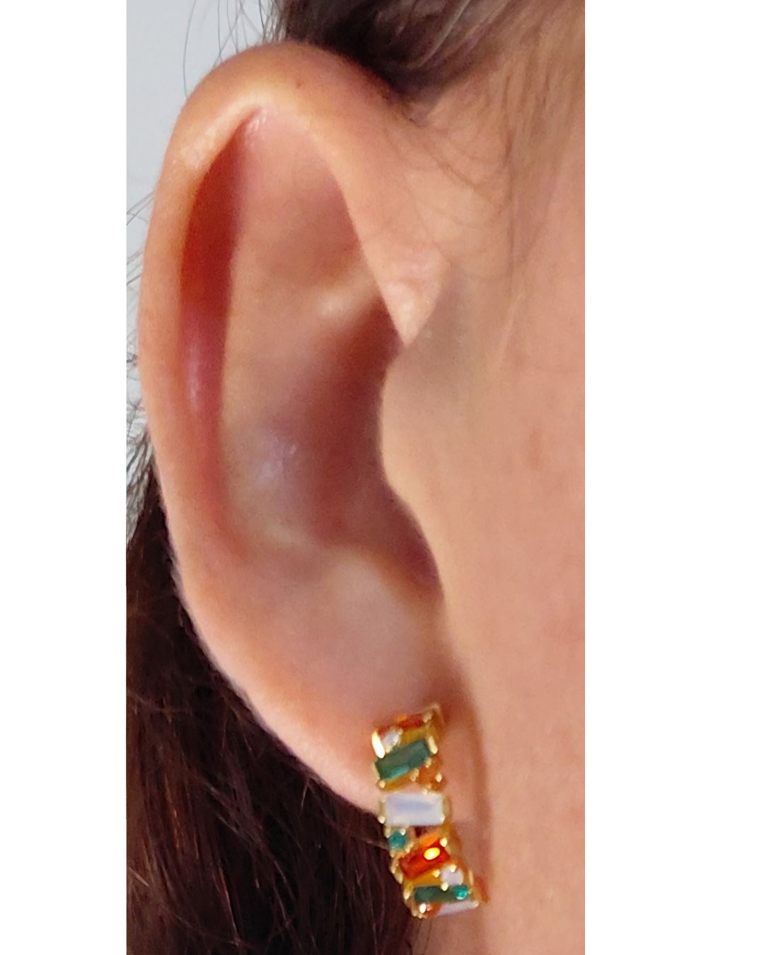 Pendientes Mosaico con Circonitas Baguette Multicolor