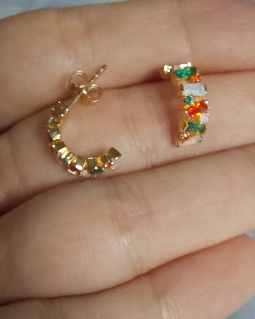 Conjunto Mosaico con Circonitas Baguette Multicolor