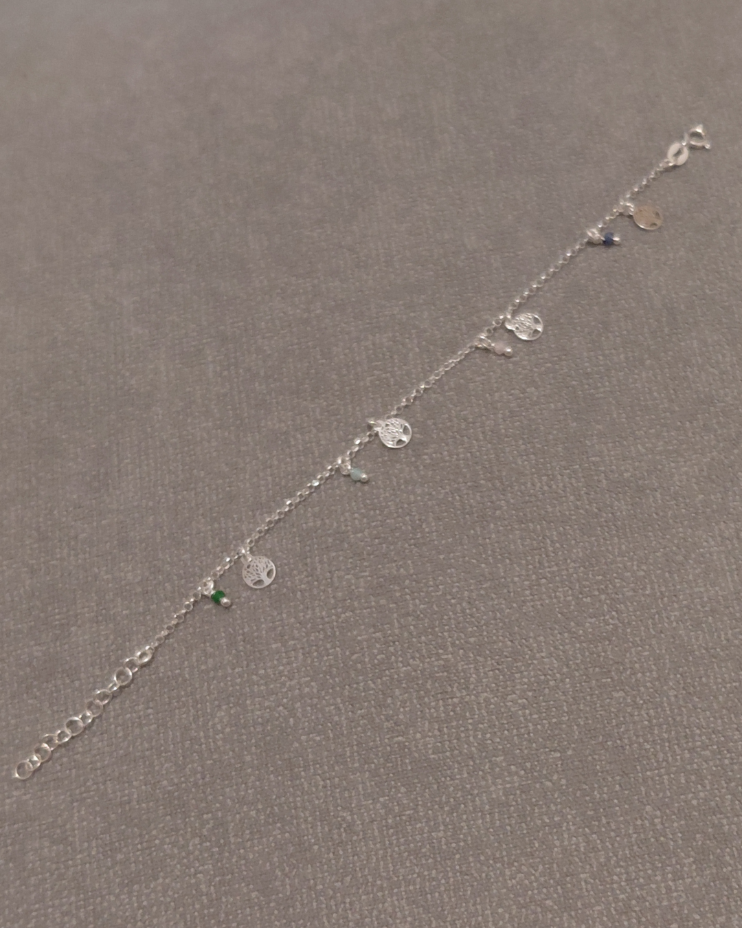 Pulsera de Plata Árbol de la Vida con Piedras de Colores