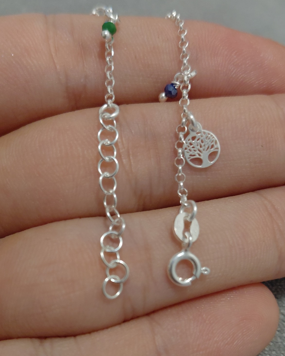 Pulsera de Plata Árbol de la Vida con Piedras de Colores