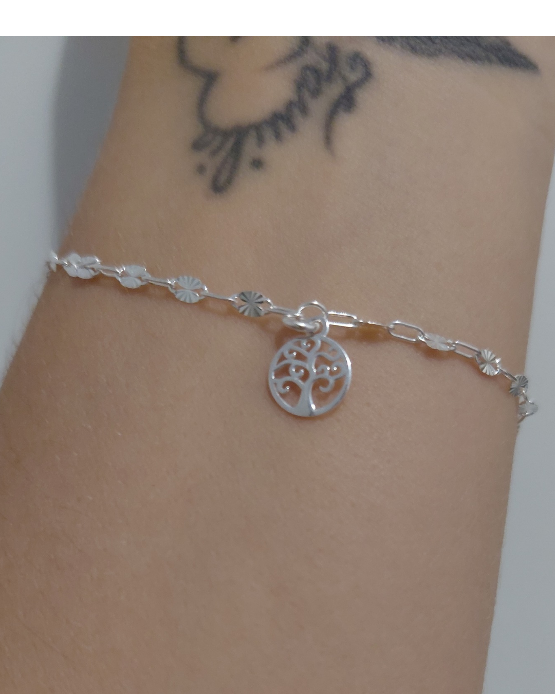 Pulsera de Plata Árbol de la Vida Cadena Clip