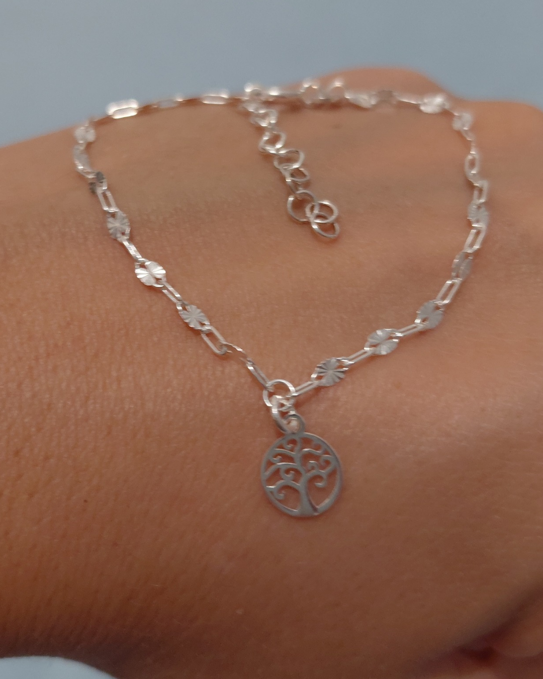 Pulsera de Plata Árbol de la Vida Cadena Clip