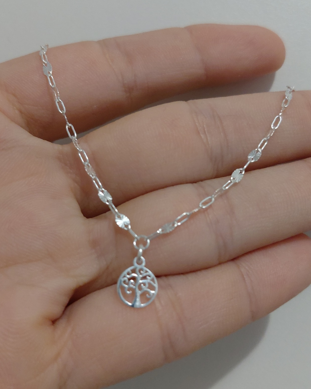 Pulsera de Plata Árbol de la Vida Cadena Clip