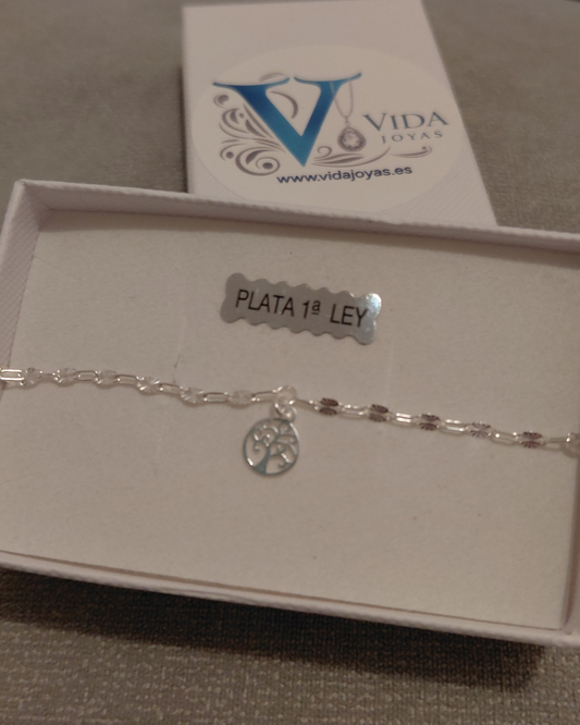 Pulsera de Plata Árbol de la Vida Cadena Clip