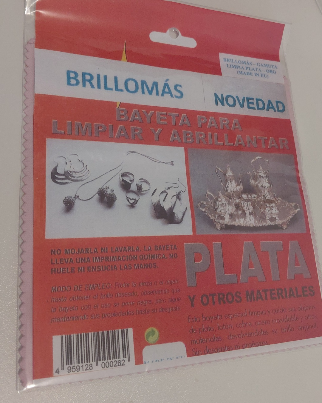 Gamuza o bayeta limpiadora de plata y oro