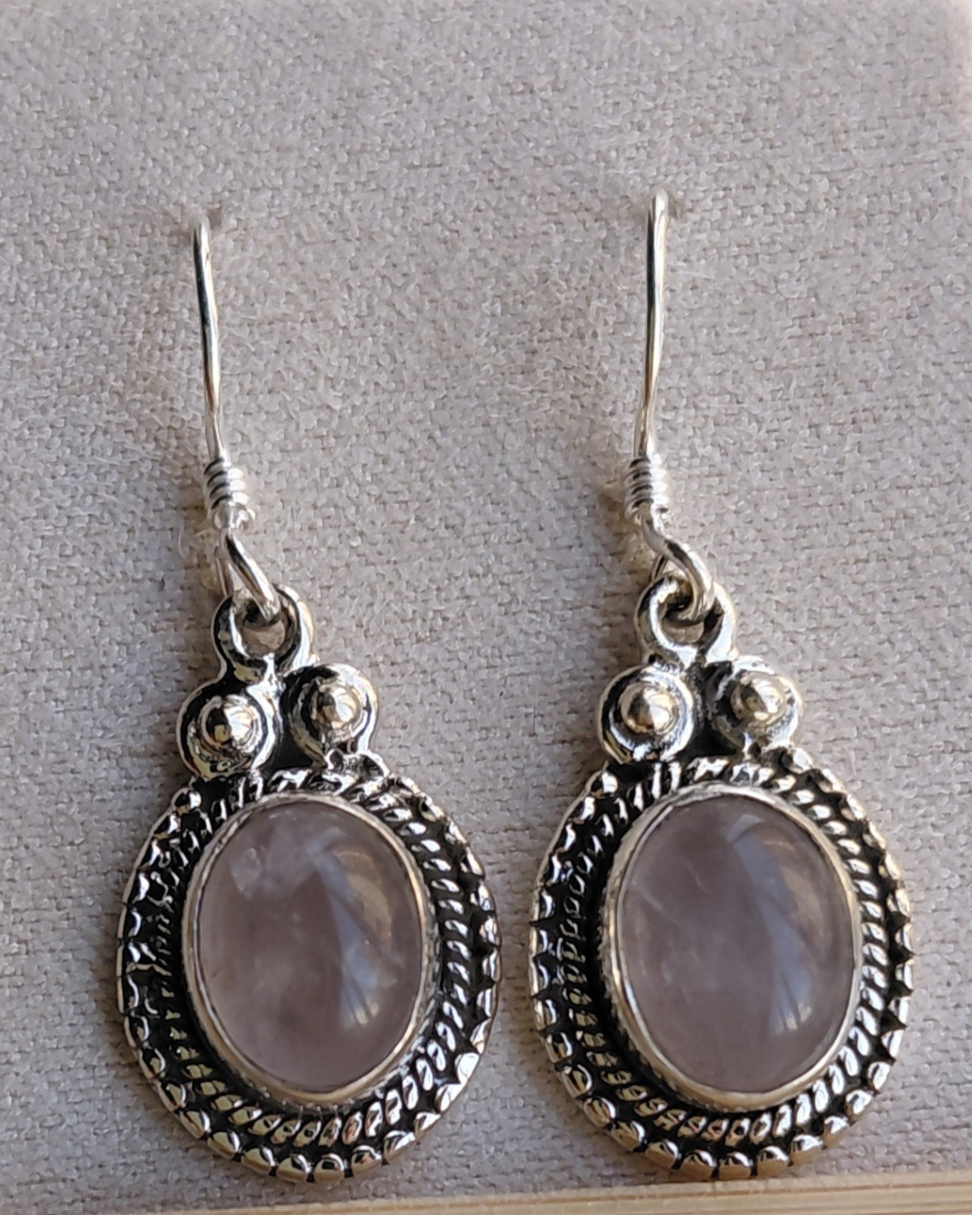 Pendientes Cuarzo Rosa con gancho