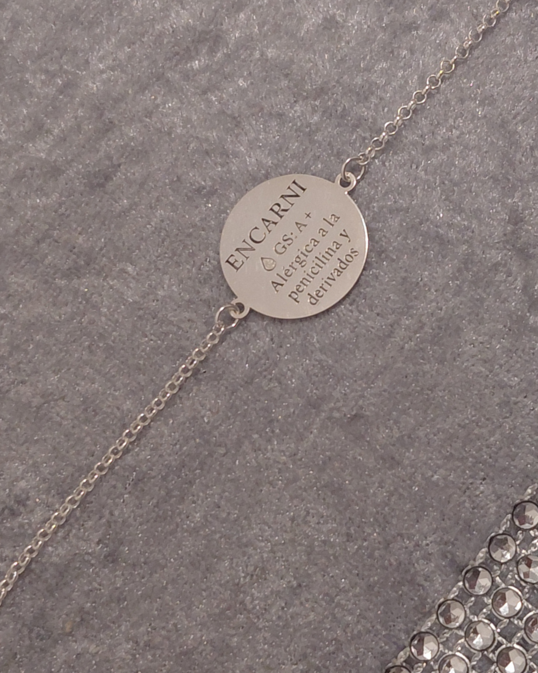 Pulsera Personalizada de Plata con Chapa de Alerta Médica