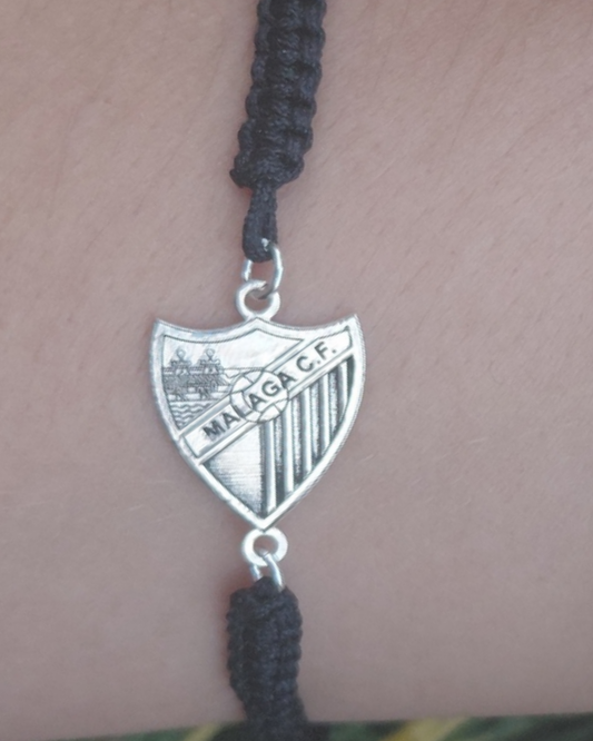Pulsera Macramé Escudo Málaga CF de Plata