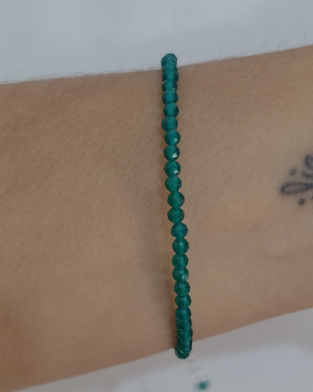 Pulsera Ónix Verde Facetado | Plata de Ley