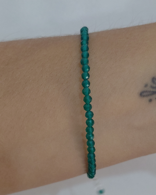 Pulsera Ónix Verde Facetado | Plata de Ley