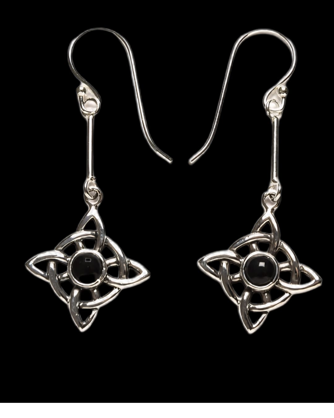 Pendientes Nudo de Bruja con Piedra de Plata de Ley