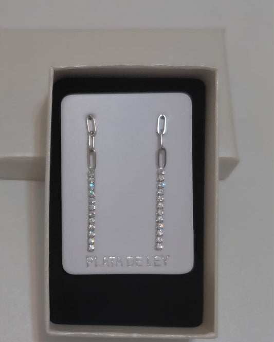 Pendientes Largos Cadena y Circonitas