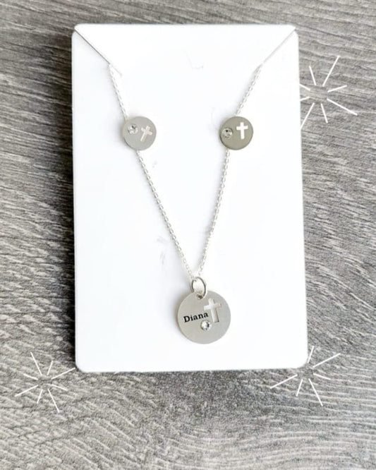 Conjunto Cruz con Brillante Personalizado
