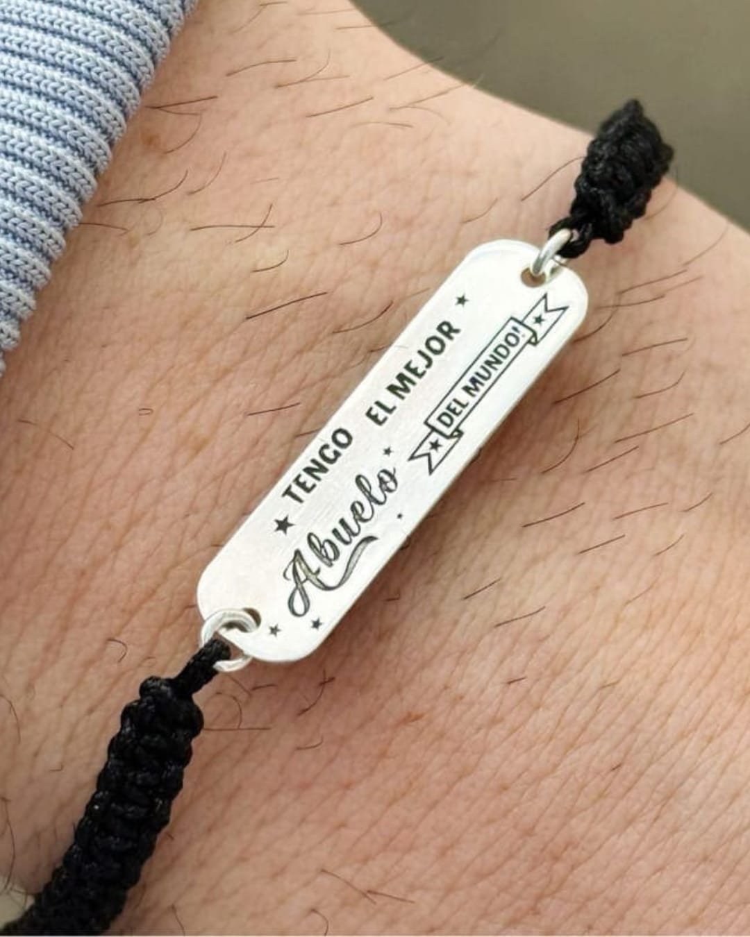 Pulsera Macramé Negro Personalizada - Día del Padre