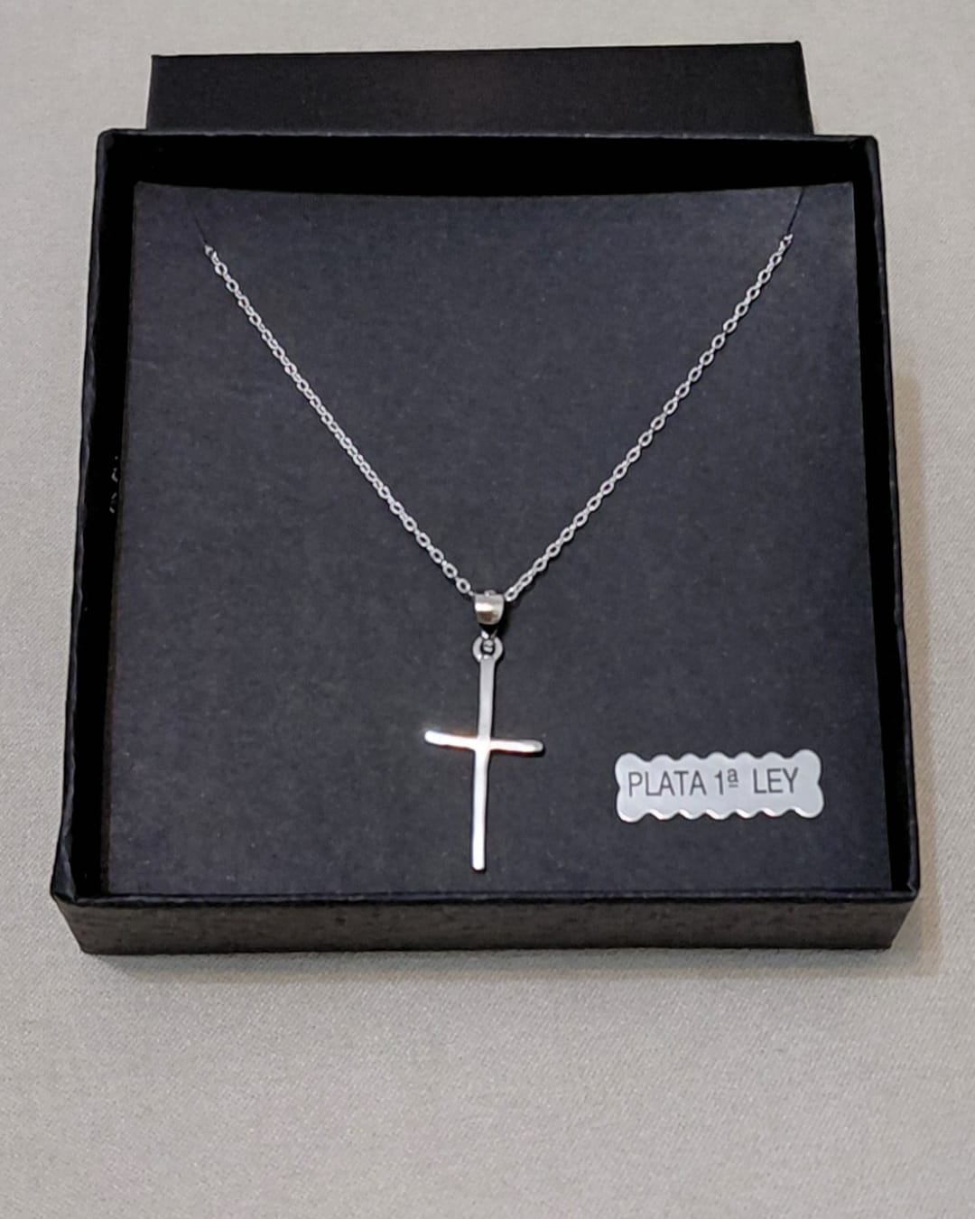 Cadena con Colgante Cruz en Plata de Ley Rodiada
