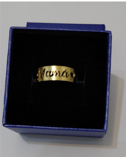 Anillo Calado Mamá o Abuela con Corazón