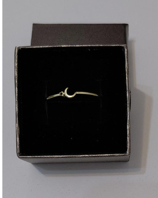 Anillo Dorado Luna Circonita Negra