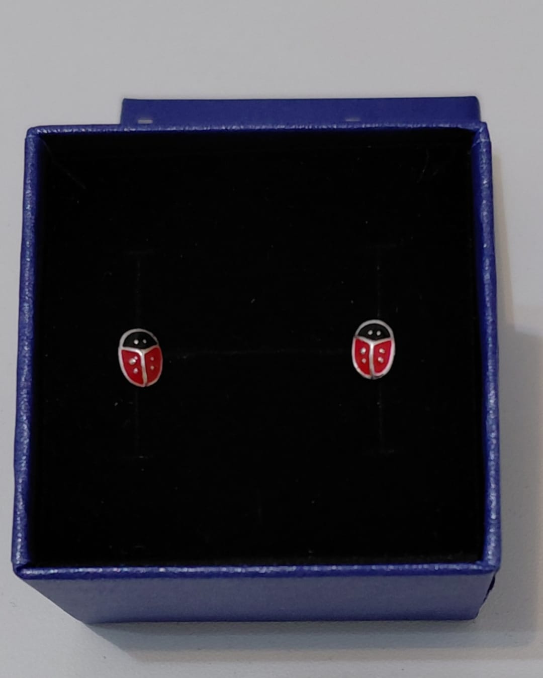 Pendientes Mini Mariquitas Plata Esmalte