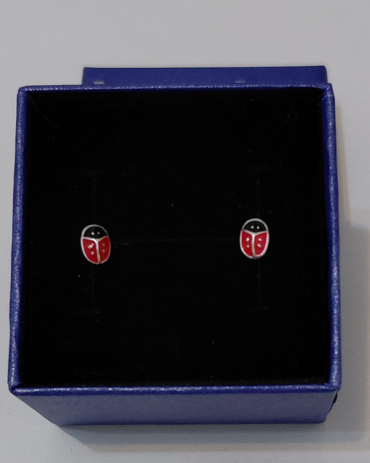 Pendientes Mini Mariquitas Plata Esmalte