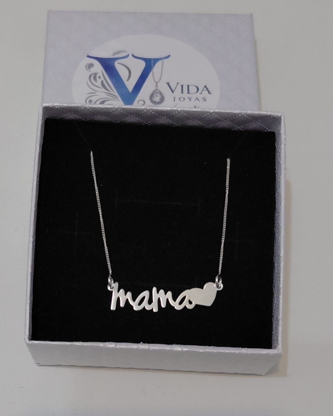 Collar Entrepieza Mamá Corazón Plata