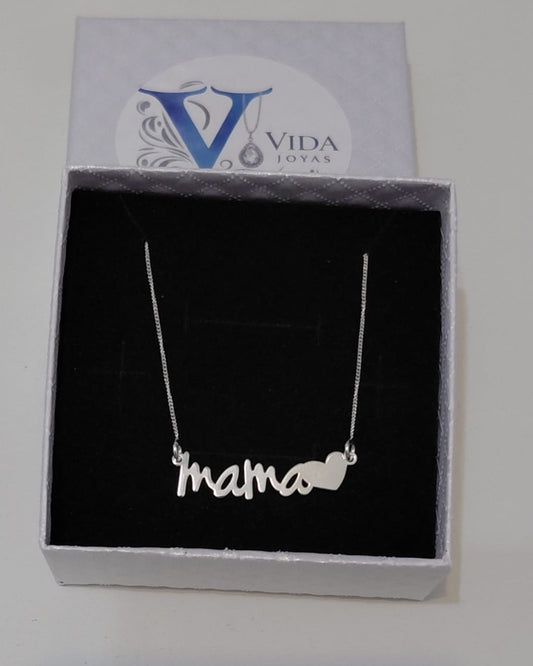 Collar Entrepieza Mamá Corazón Plata