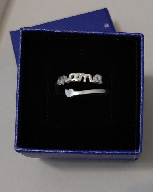 Anillo Mamá Dos Bandas Plata Ajustable