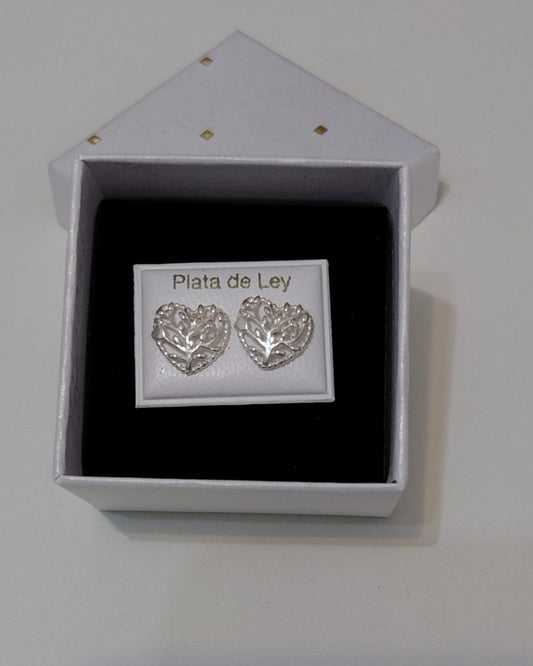 Pendientes Corazón Árbol de la Vida Plata