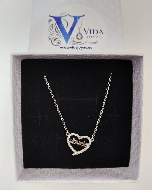 Gargantilla Abuela Corazón Circonitas Plata