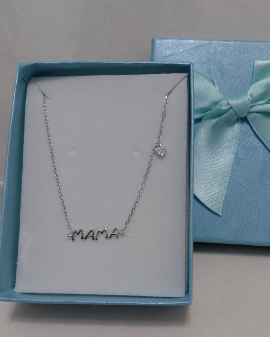 Collar Mamá Colgantito Corazón Circonitas Plata