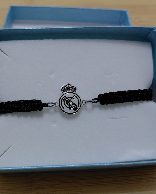 Pulsera Macramé Personalizada Escudo Fútbol Plata