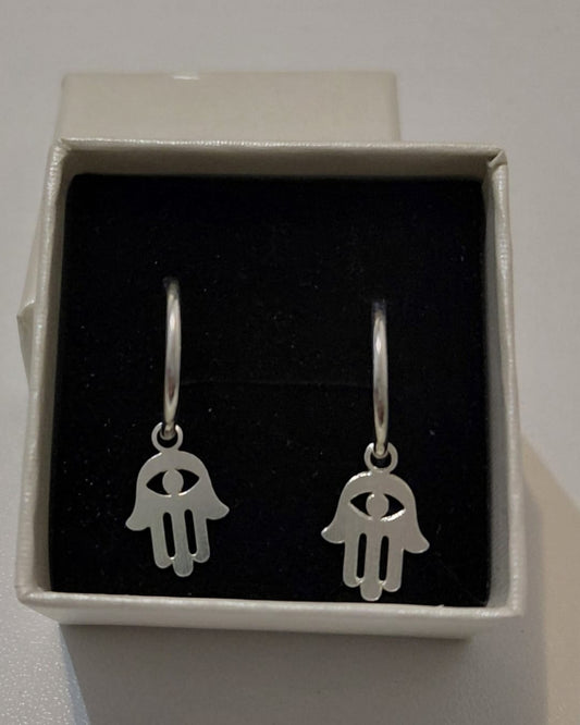 Aritos con Mano de Fátima (Hamsa)