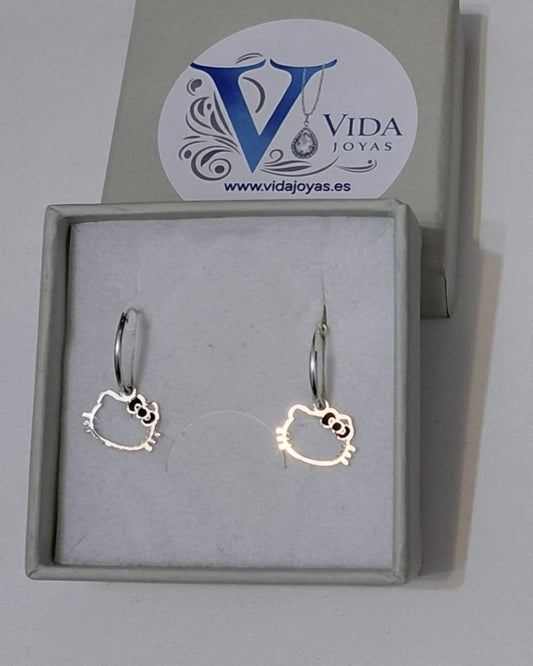 Pendientes Aritos Personalizados con Silueta Hello Kitty