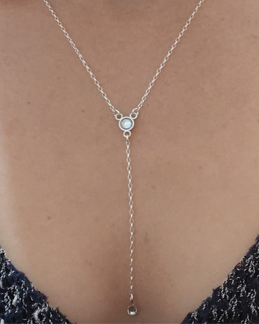 Collar Corbatero con Brillantitos en Plata