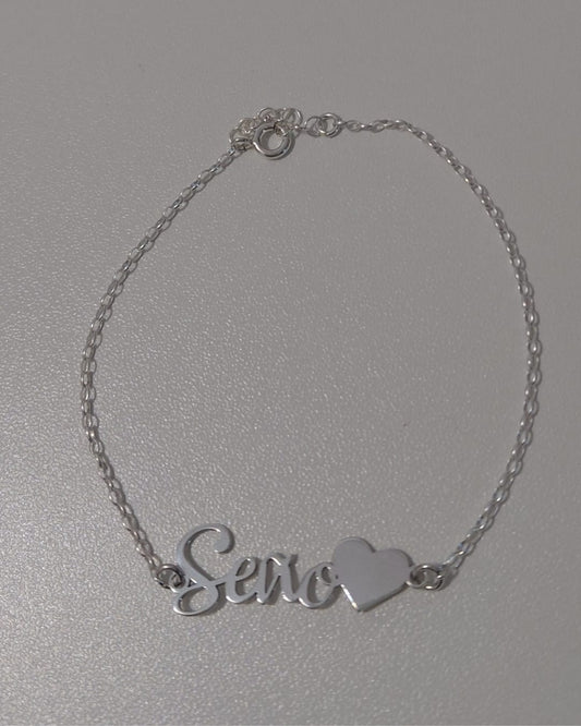 Pulsera Plata Seño y Corazón