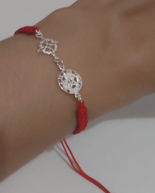 Pulsera Doble Protección Nudo de Bruja y Tetragramatón Macramé