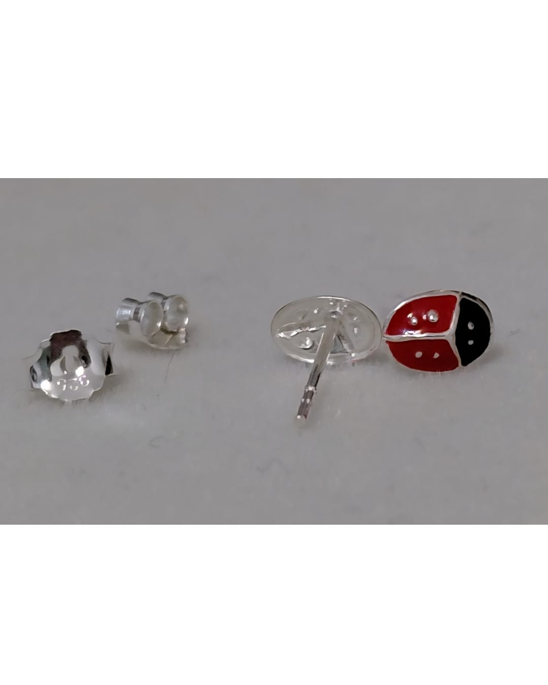 Pendientes Mini Mariquitas Plata Esmalte