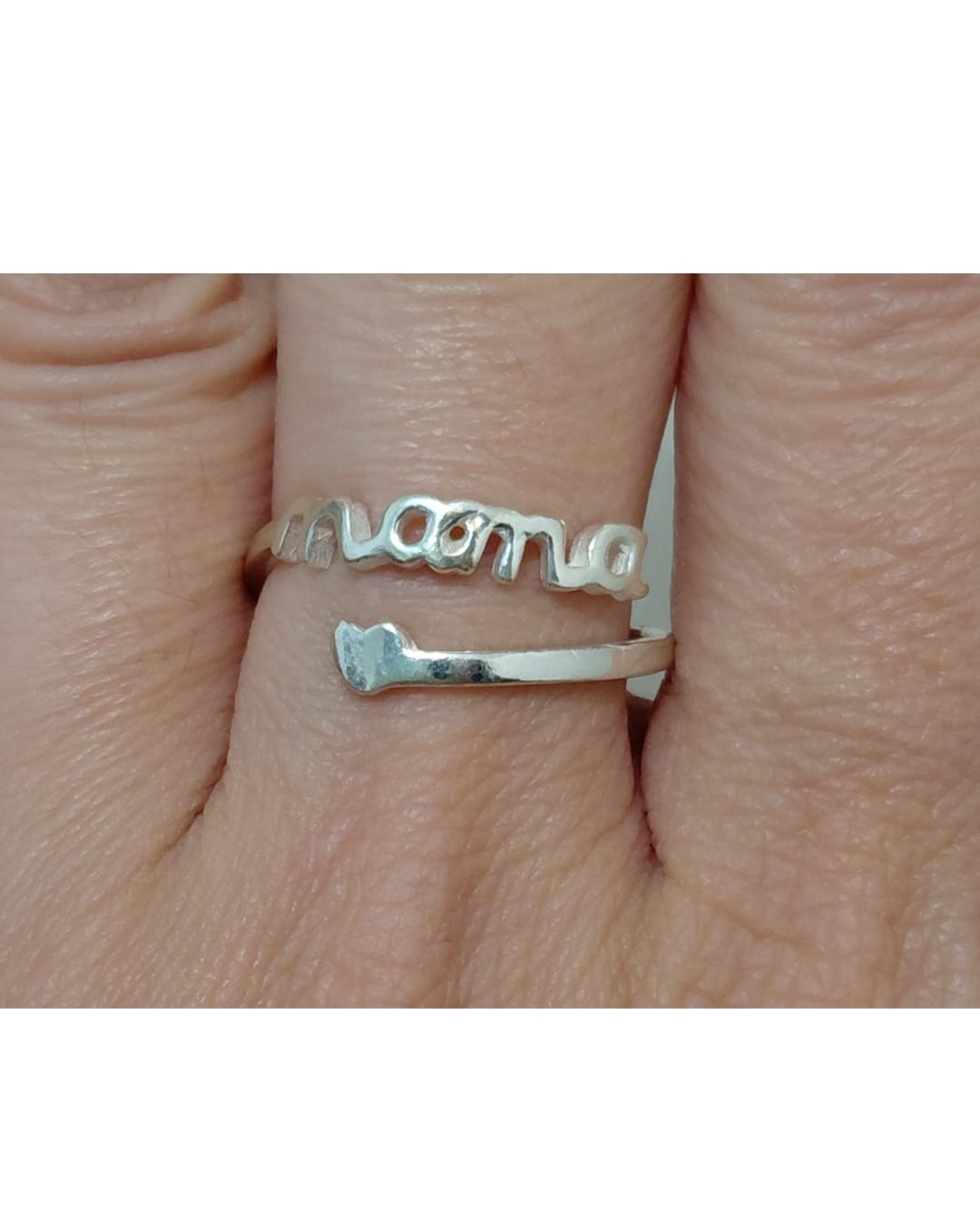 Anillo Mamá Dos Bandas Plata Ajustable