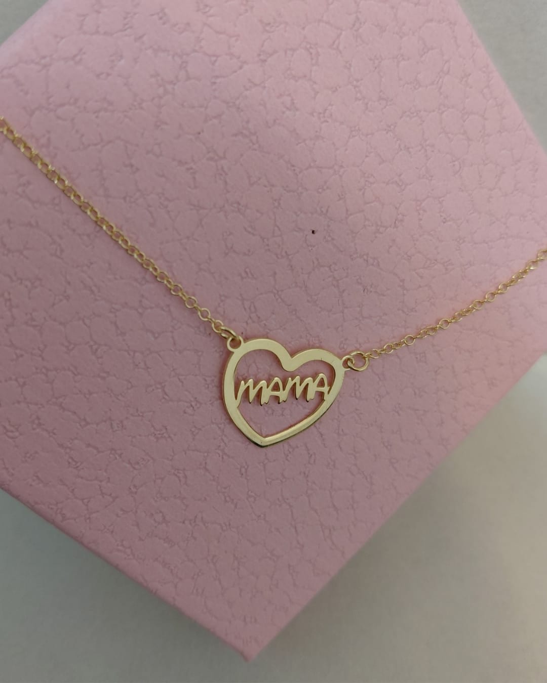 Collar Corazón Hueco Mamá Plata