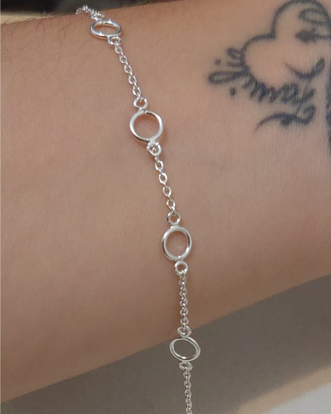 Pulsera de Plata con Aros Intercalados